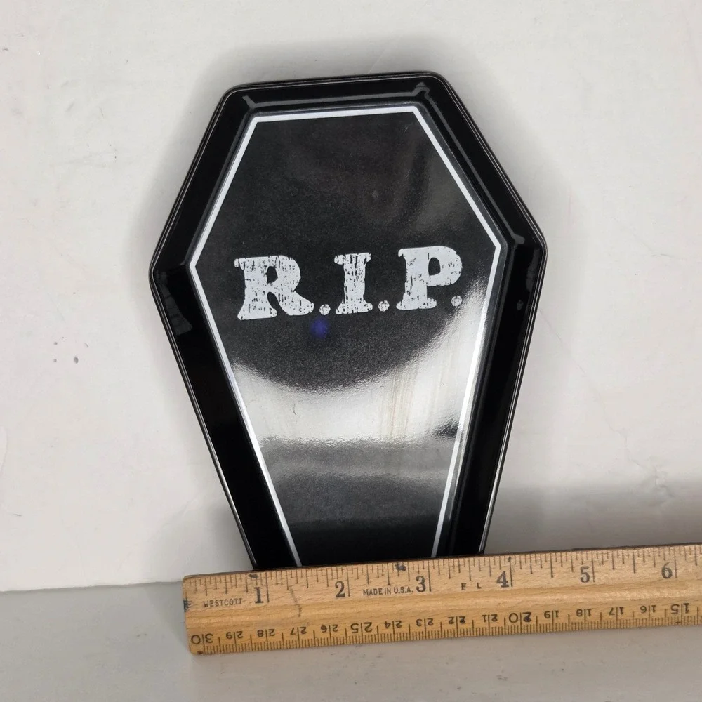 Black Coffin Shaped RIP Tombstone Melamine Tray Spoon Rest Gothic Halloween